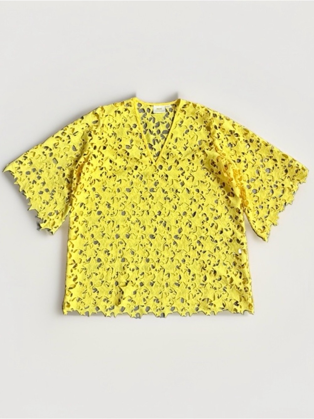 Maeve Anthropologie Yellow Star Cutout Swim Cover-Up Top V-Neck Women’s One Size